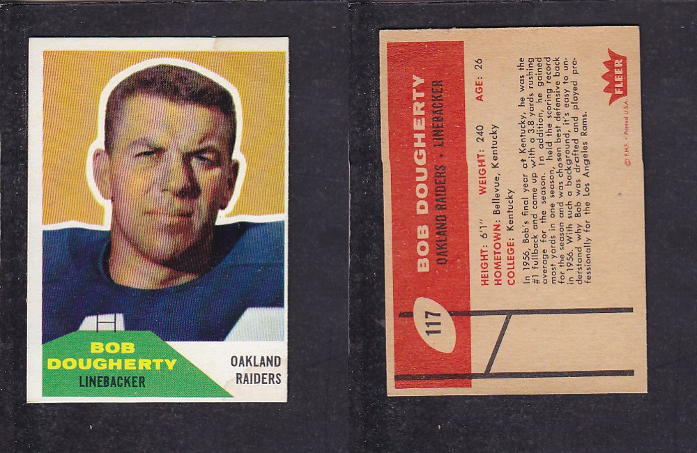 1960 NFL FLEER FOOTBALL CARD #117 B. DOUGHERTY photo 1960 NFL FLEER FOOTBALL CARD #117 B. DOUGHERTY photo