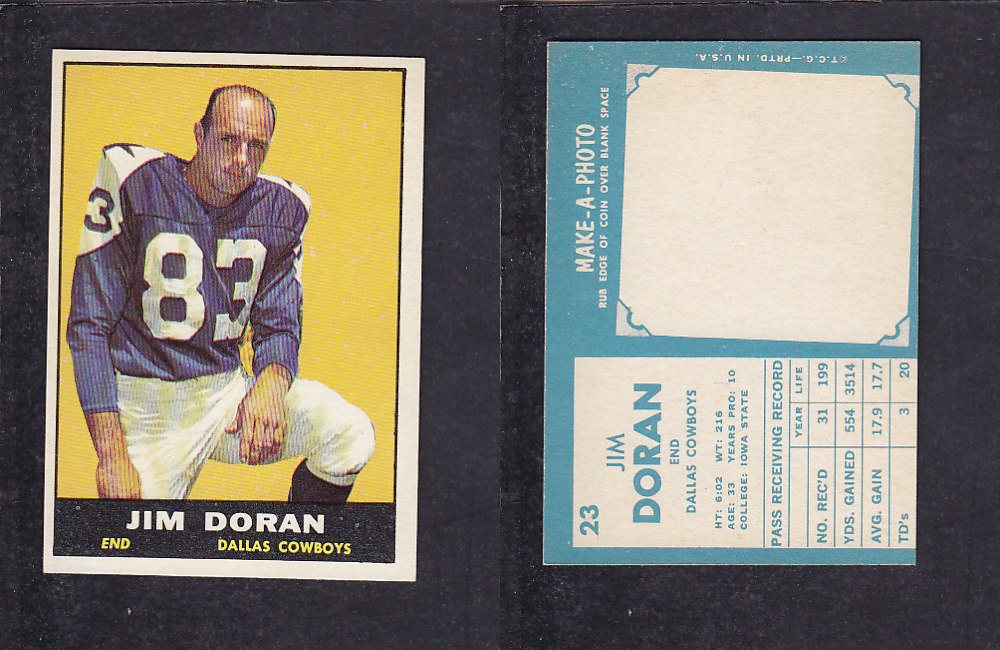 1961 NFL TOPPS FOOTBALL CARD #23 J. DORAN photo 1961 NFL TOPPS FOOTBALL CARD #23 J. DORAN photo