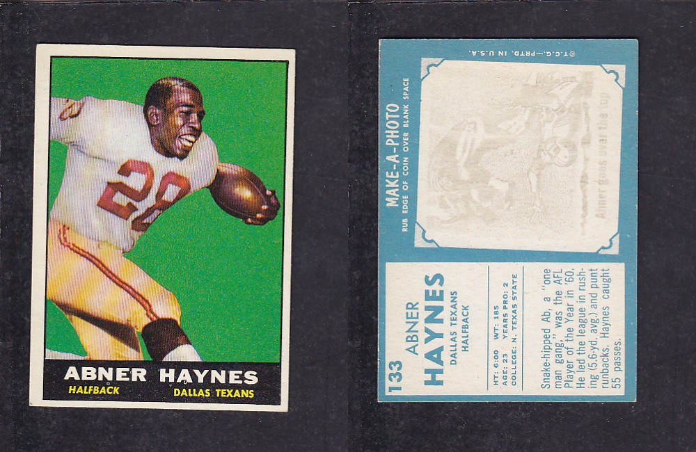 1961 NFL TOPPS FOOTBALL CARD #133 A. HAYNES photo 1961 NFL TOPPS FOOTBALL CARD #133 A. HAYNES photo