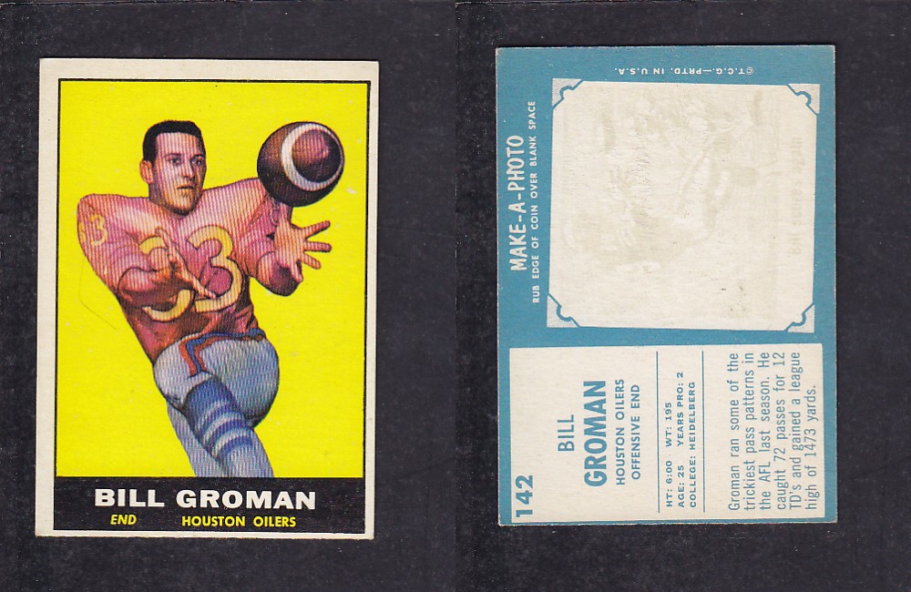 1961 NFL TOPPS FOOTBALL CARD #142 B. GROMAN photo 1961 NFL TOPPS FOOTBALL CARD #142 B. GROMAN photo