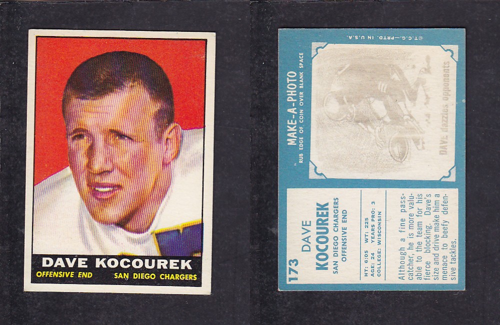 1961 NFL TOPPS FOOTBALL CARD #173 D. KOCOUREK photo 1961 NFL TOPPS FOOTBALL CARD #173 D. KOCOUREK photo