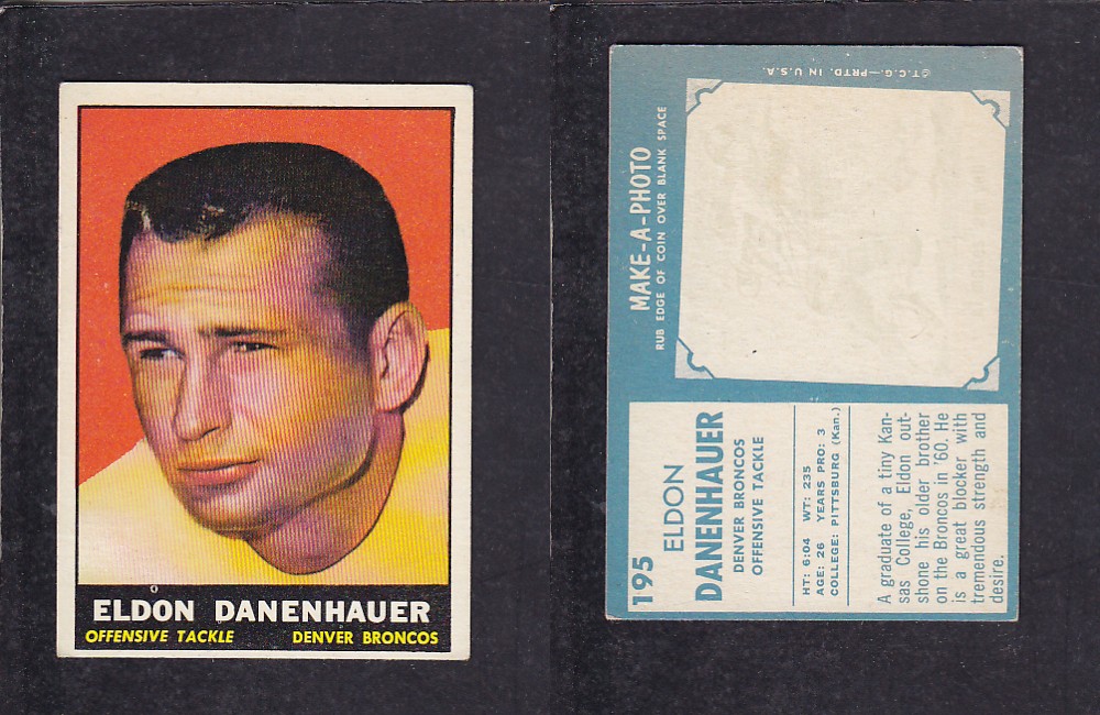 1961 NFL TOPPS FOOTBALL CARD #195 E. DANENHAUER photo 1961 NFL TOPPS FOOTBALL CARD #195 E. DANENHAUER photo