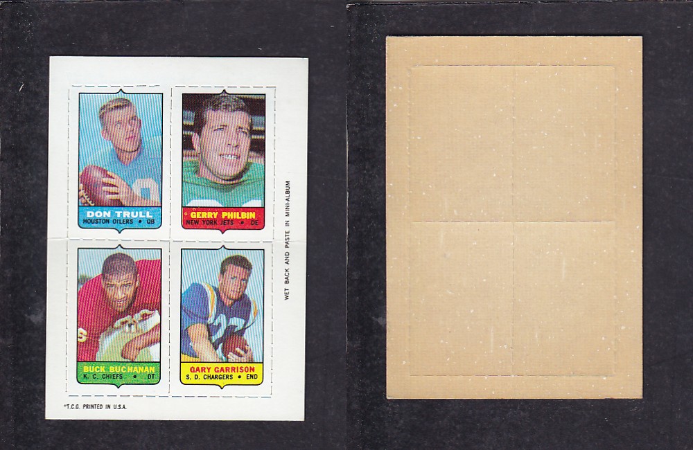 1969 NFL TOPPS FOOTBALL CARD 4 IN 1 INSERT D. TRULL photo 1969 NFL TOPPS FOOTBALL CARD 4 IN 1 INSERT D. TRULL photo