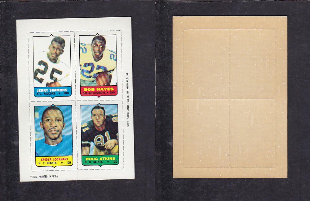 1969 NFL TOPPS FOOTBALL CARD 4 IN 1 INSERT J. SIMMONS photo