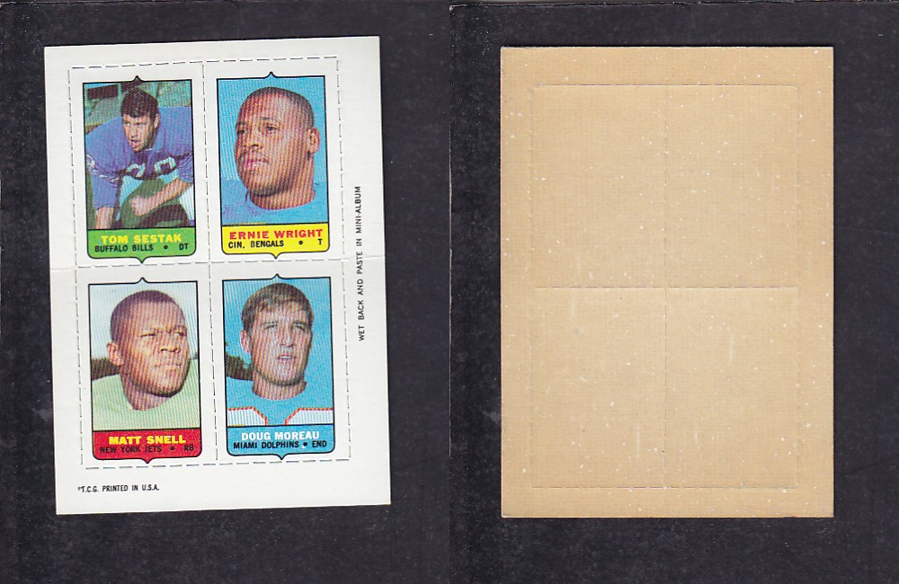 1969 NFL TOPPS FOOTBALL CARD 4 IN 1 INSERT T. SESTAK photo 1969 NFL TOPPS FOOTBALL CARD 4 IN 1 INSERT T. SESTAK photo
