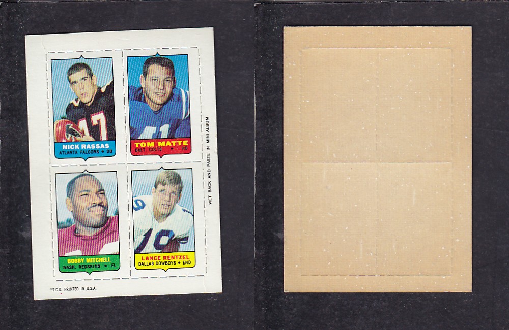 1969 NFL TOPPS FOOTBALL CARD 4 IN 1 INSERT N. RASSAS photo 1969 NFL TOPPS FOOTBALL CARD 4 IN 1 INSERT N. RASSAS photo