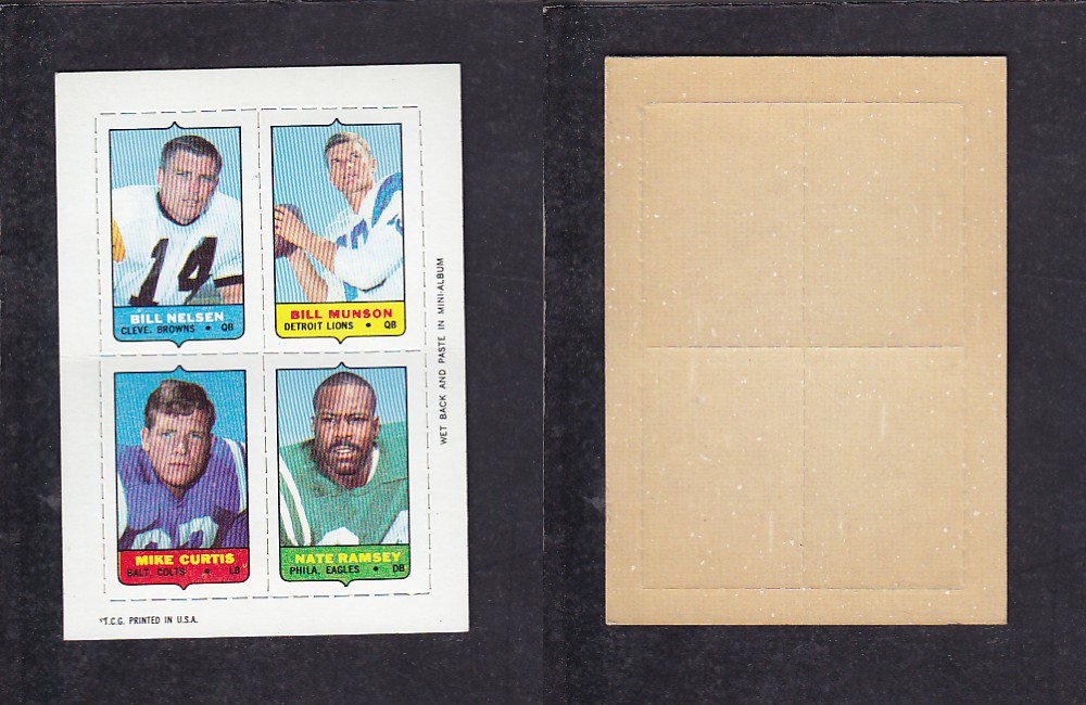 1969 NFL TOPPS FOOTBALL CARD 4 IN 1 INSERT B. NELSEN photo 1969 NFL TOPPS FOOTBALL CARD 4 IN 1 INSERT B. NELSEN photo