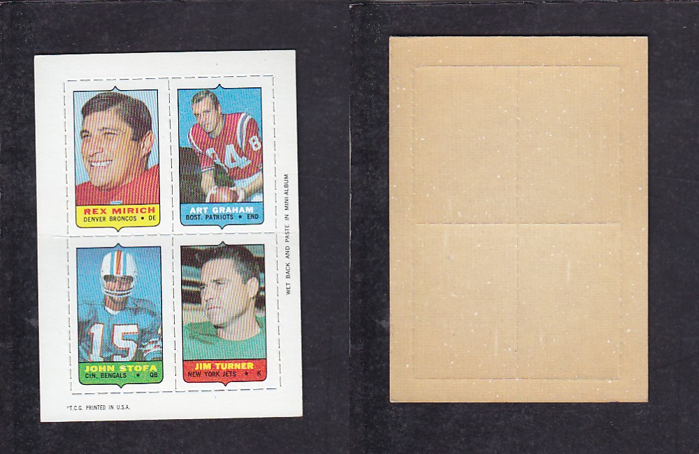 1969 NFL TOPPS FOOTBALL CARD 4 IN 1 INSERT R. MIRICH photo 1969 NFL TOPPS FOOTBALL CARD 4 IN 1 INSERT R. MIRICH photo