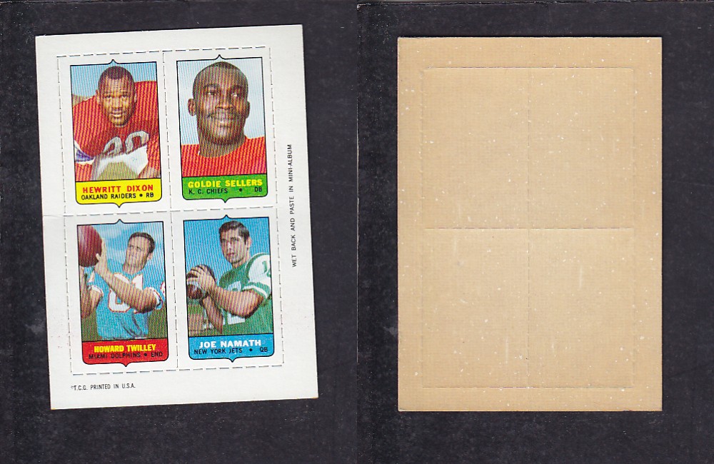 1969 NFL TOPPS FOOTBALL CARD 4 IN 1 INSERT H. DIXON photo 1969 NFL TOPPS FOOTBALL CARD 4 IN 1 INSERT H. DIXON photo