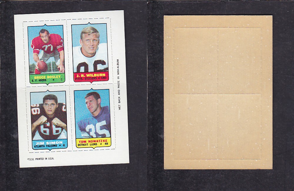 1969 NFL TOPPS FOOTBALL CARD 4 IN 1 INSERT B. BOSLEY photo 1969 NFL TOPPS FOOTBALL CARD 4 IN 1 INSERT B. BOSLEY photo