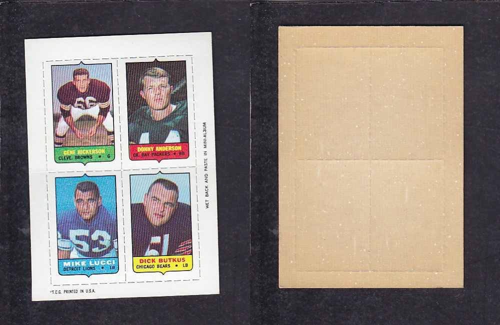 1969 NFL TOPPS FOOTBALL CARD 4 IN 1 INSERT G. HICKERSON photo 1969 NFL TOPPS FOOTBALL CARD 4 IN 1 INSERT G. HICKERSON photo