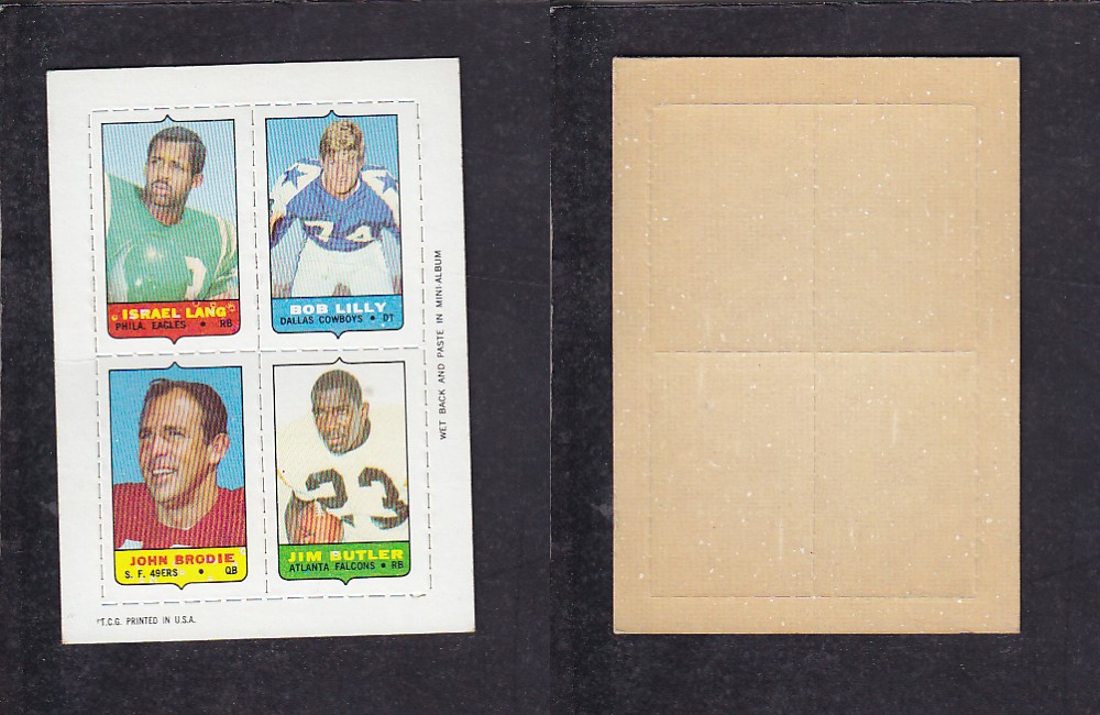 1969 NFL TOPPS FOOTBALL CARD 4 IN 1 INSERT I. LANG photo 1969 NFL TOPPS FOOTBALL CARD 4 IN 1 INSERT I. LANG photo