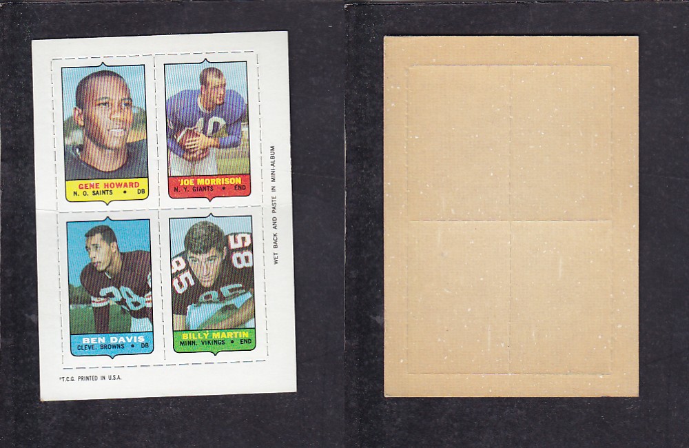 1969 NFL TOPPS FOOTBALL CARD 4 IN 1 INSERT G. HOWARD photo 1969 NFL TOPPS FOOTBALL CARD 4 IN 1 INSERT G. HOWARD photo