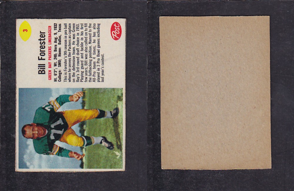 1962 NFL POST FOOTBALL CARD #3 B. FORESTER photo 1962 NFL POST FOOTBALL CARD #3 B. FORESTER photo