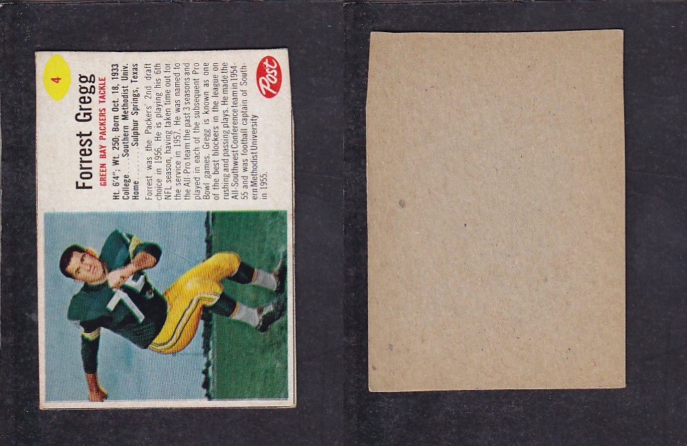 1962 NFL POST FOOTBALL CARD #4 F. GREGG photo 1962 NFL POST FOOTBALL CARD #4 F. GREGG photo