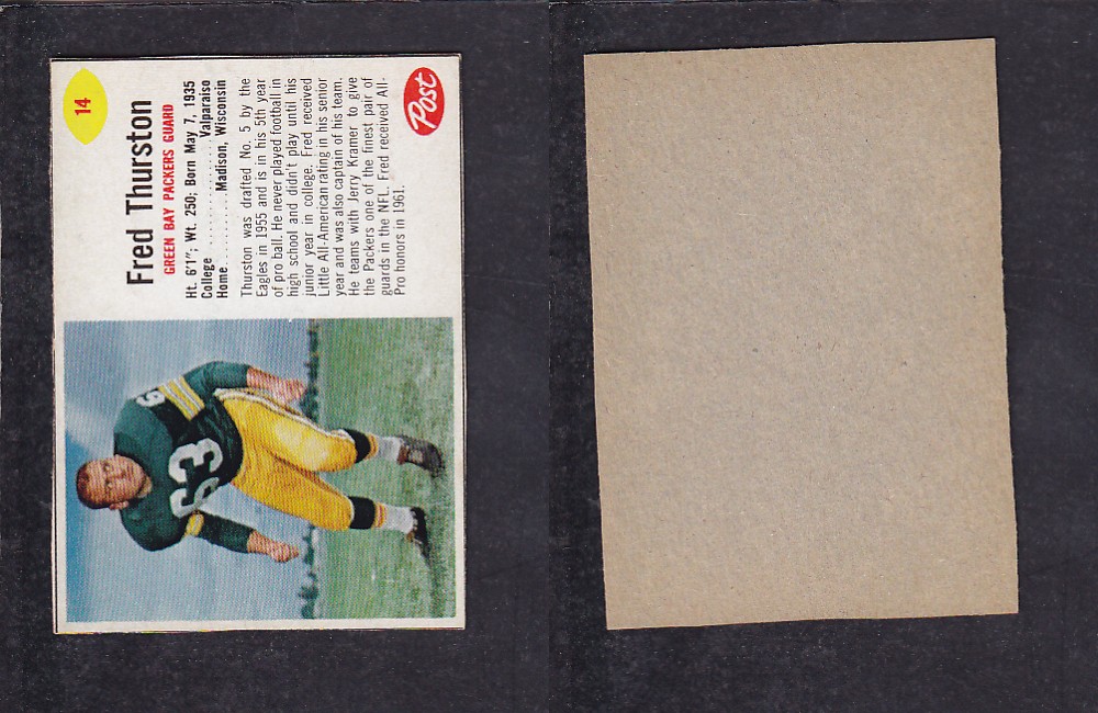 1962 NFL POST FOOTBALL CARD #14 F. THURSTON photo 1962 NFL POST FOOTBALL CARD #14 F. THURSTON photo