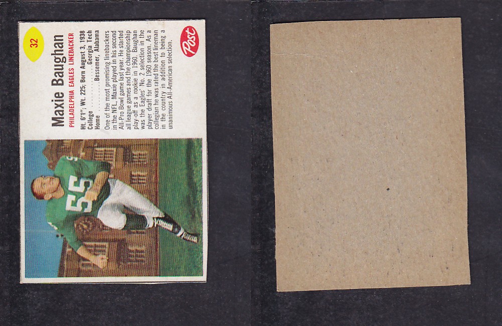1962 NFL POST FOOTBALL CARD #32 M. BAUGHAN photo 1962 NFL POST FOOTBALL CARD #32 M. BAUGHAN photo