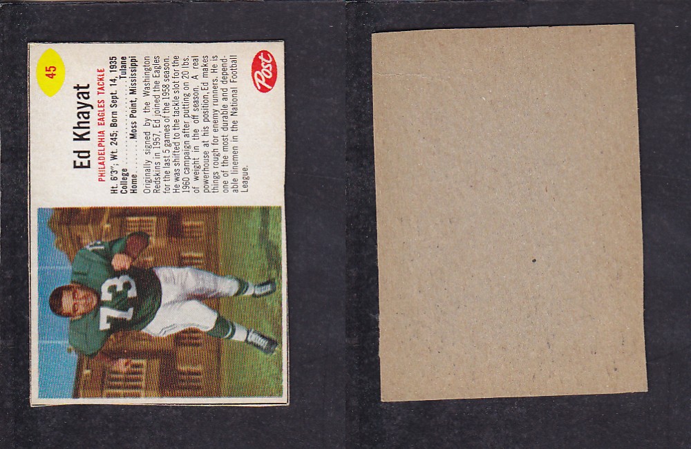 1962 NFL POST FOOTBALL CARD #45 E. KHAYAT photo 1962 NFL POST FOOTBALL CARD #45 E. KHAYAT photo