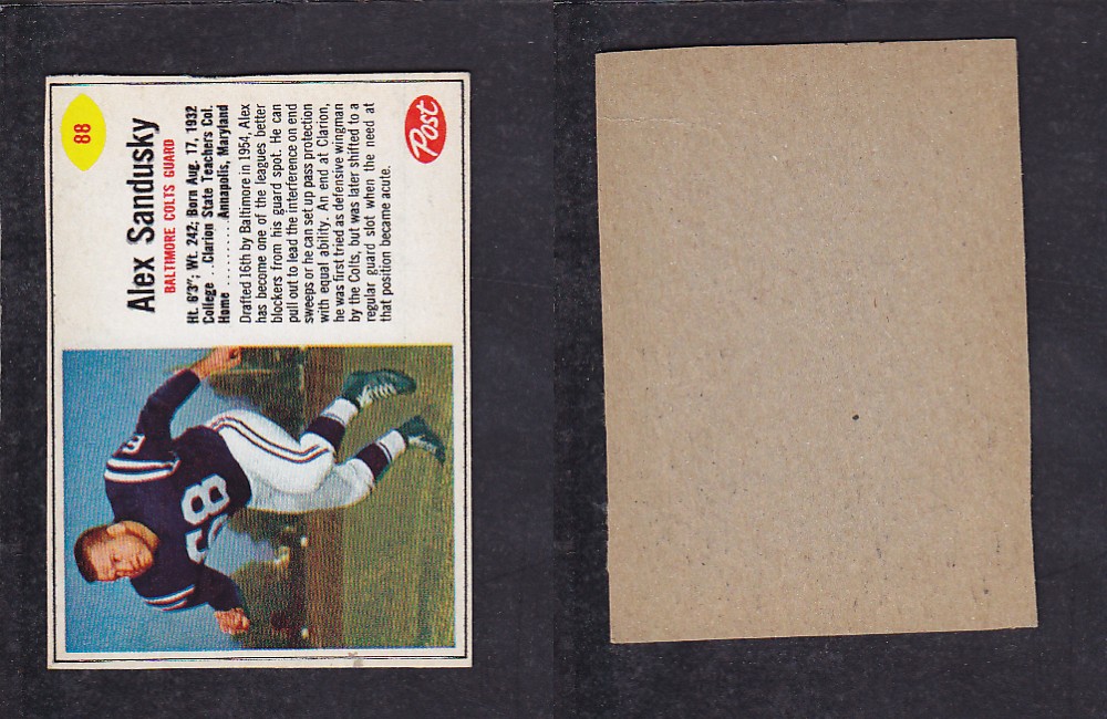 1962 NFL POST FOOTBALL CARD #88 A. SANDUSKY photo 1962 NFL POST FOOTBALL CARD #88 A. SANDUSKY photo