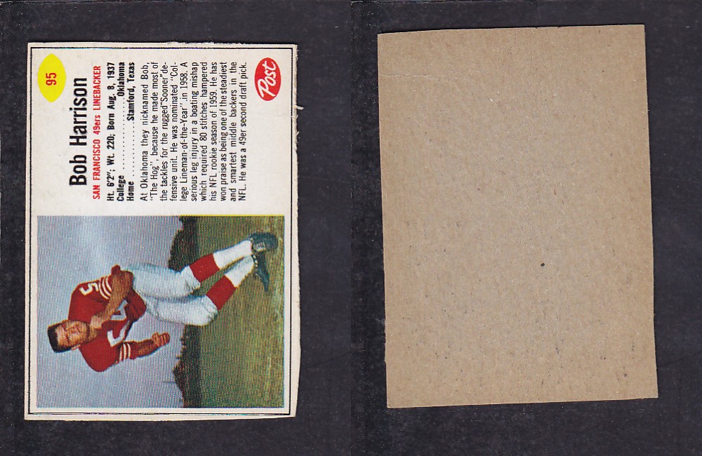 1962 NFL POST FOOTBALL CARD #95 B. HARRISON photo 1962 NFL POST FOOTBALL CARD #95 B. HARRISON photo