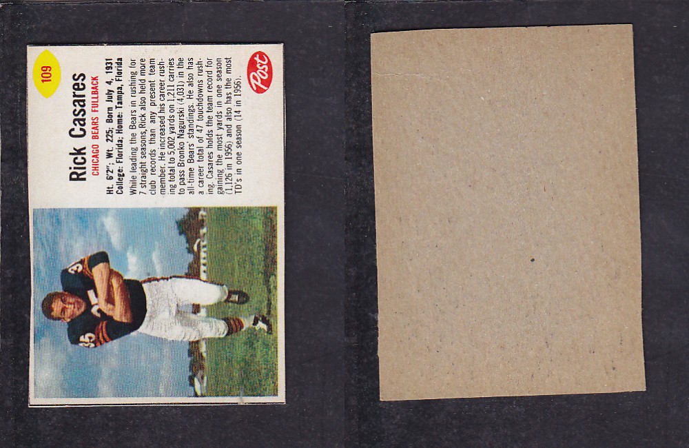 1962 NFL POST FOOTBALL CARD #109 R. CASARES photo 1962 NFL POST FOOTBALL CARD #109 R. CASARES photo