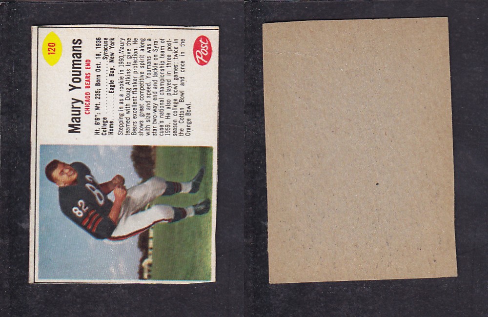 1962 NFL POST FOOTBALL CARD #120 M. YOUMANS photo 1962 NFL POST FOOTBALL CARD #120 M. YOUMANS photo