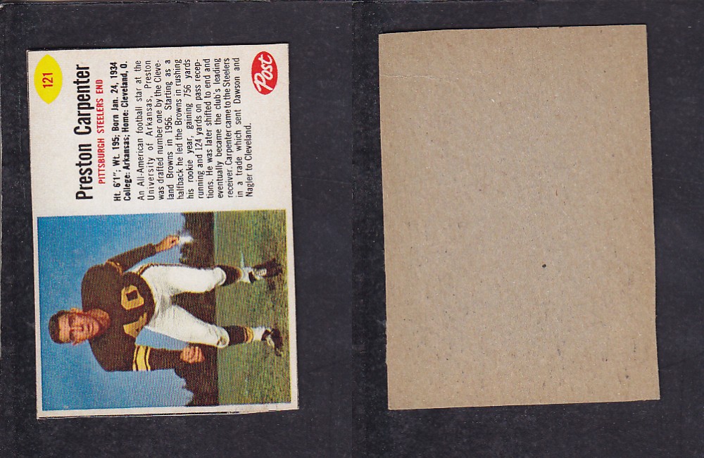 1962 NFL POST FOOTBALL CARD #121 P. CARPENTER photo 1962 NFL POST FOOTBALL CARD #121 P. CARPENTER photo