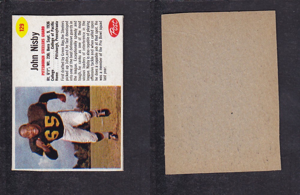 1962 NFL POST FOOTBALL CARD #129 J. NISBY photo 1962 NFL POST FOOTBALL CARD #129 J. NISBY photo