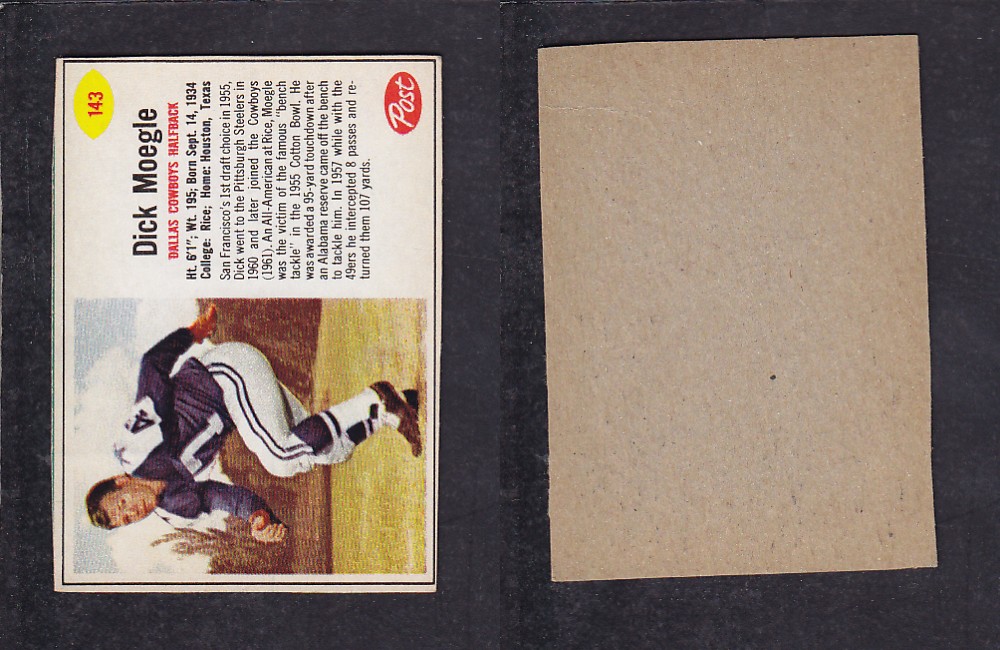 1962 NFL POST FOOTBALL CARD #143 D. MOEGLE photo 1962 NFL POST FOOTBALL CARD #143 D. MOEGLE photo