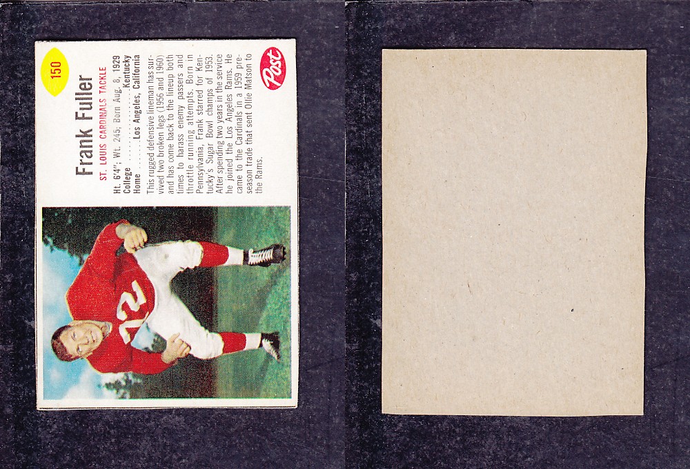 1962 NFL POST FOOTBALL CARD #150 F. FULLER photo 1962 NFL POST FOOTBALL CARD #150 F. FULLER photo