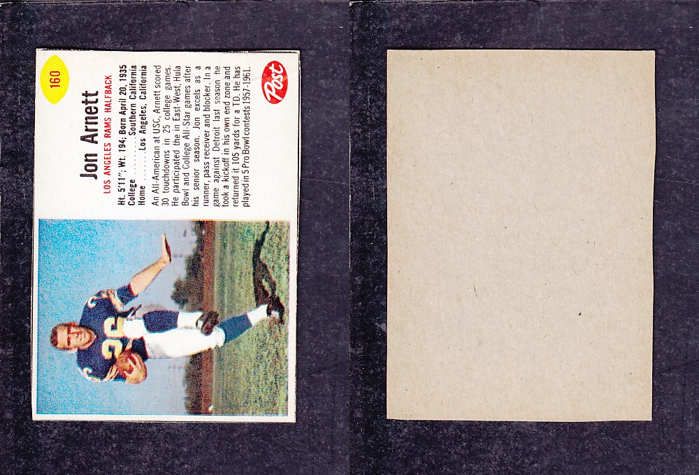 1962 NFL POST FOOTBALL CARD #160 J. ARNETT photo 1962 NFL POST FOOTBALL CARD #160 J. ARNETT photo