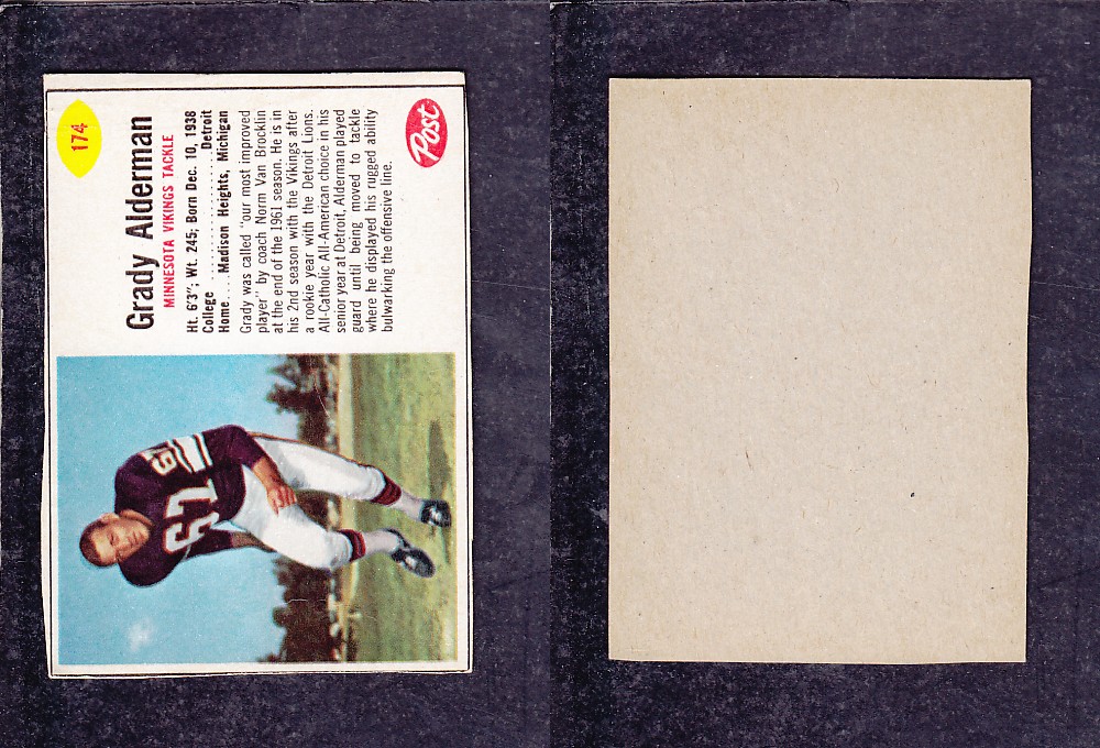 1962 NFL POST FOOTBALL CARD #174 G. ALDERMAN photo 1962 NFL POST FOOTBALL CARD #174 G. ALDERMAN photo