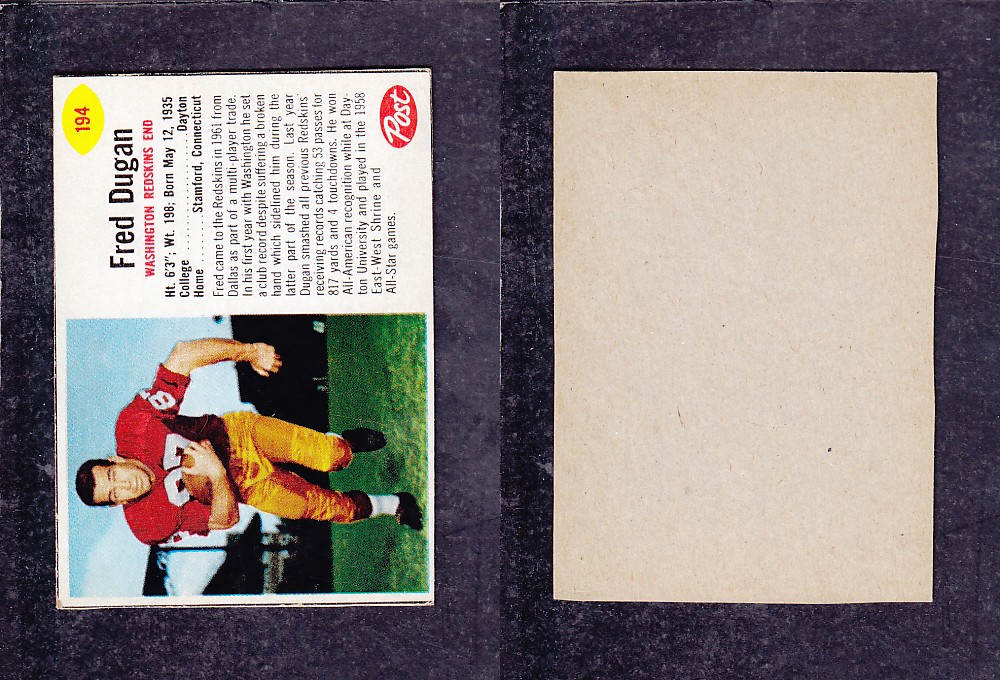 1962 NFL POST FOOTBALL CARD #192 J. KERR photo 1962 NFL POST FOOTBALL CARD #192 J. KERR photo