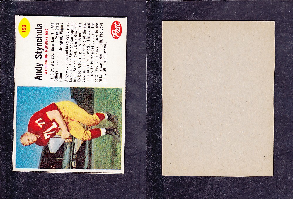1962 NFL POST FOOTBALL CARD #199 A. STYNCHULA photo 1962 NFL POST FOOTBALL CARD #199 A. STYNCHULA photo