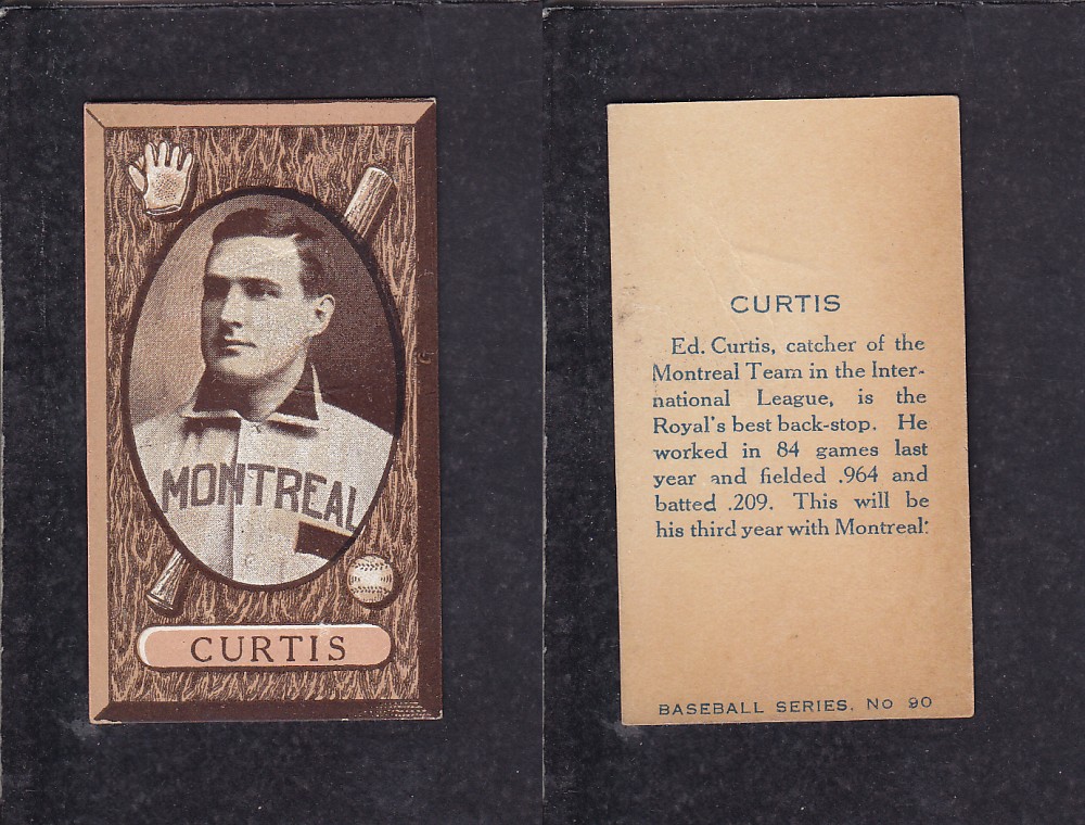 1912 INPERIAL TABACCO BASEBALL CARD #90 CURTIS photo