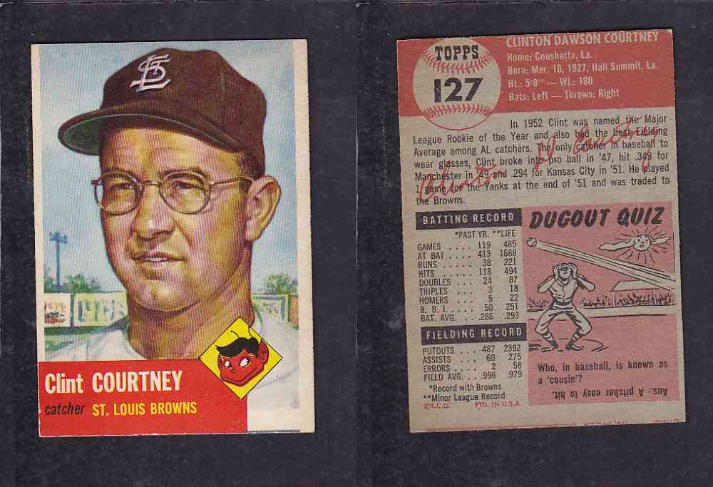 1953 TOPPS BASEBALL CARD #127 C. COURTNEY photo