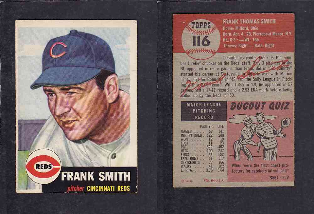 1953 TOPPS BASEBALL CARD #116 F. SMITH photo 1953 TOPPS BASEBALL CARD #116 F. SMITH photo