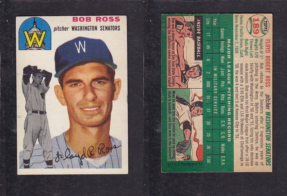 1952 TOPPS BASEBALL CARD #189 F. ROSS photo