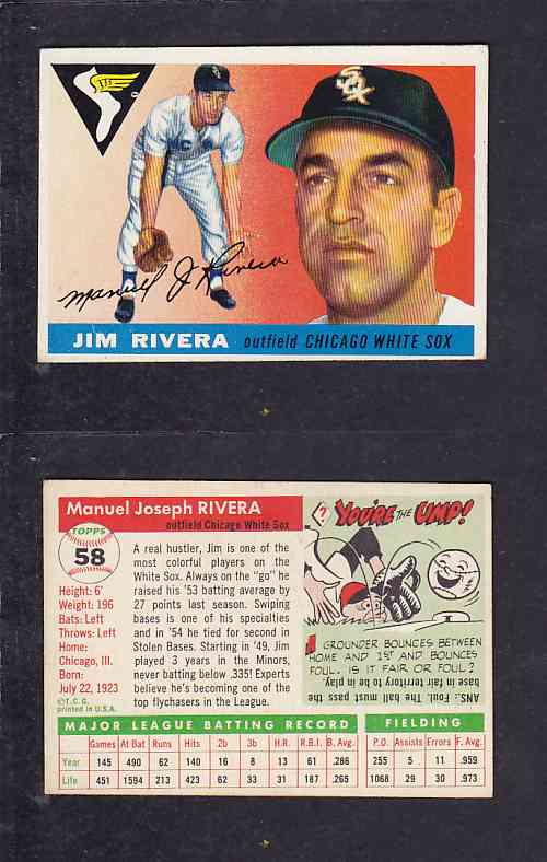 1955 TOPPS BASEBALL CARD #58 M. RIVERA photo 1955 TOPPS BASEBALL CARD #58 M. RIVERA photo