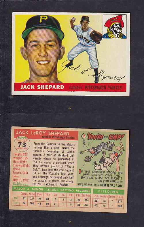 1955 TOPPS BASEBALL CARD #73 J. SHEPARD photo 1955 TOPPS BASEBALL CARD #73 J. SHEPARD photo