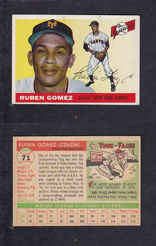 1955 TOPPS BASEBALL CARD #71 R. GOMEZ photo 1955 TOPPS BASEBALL CARD #71 R. GOMEZ photo