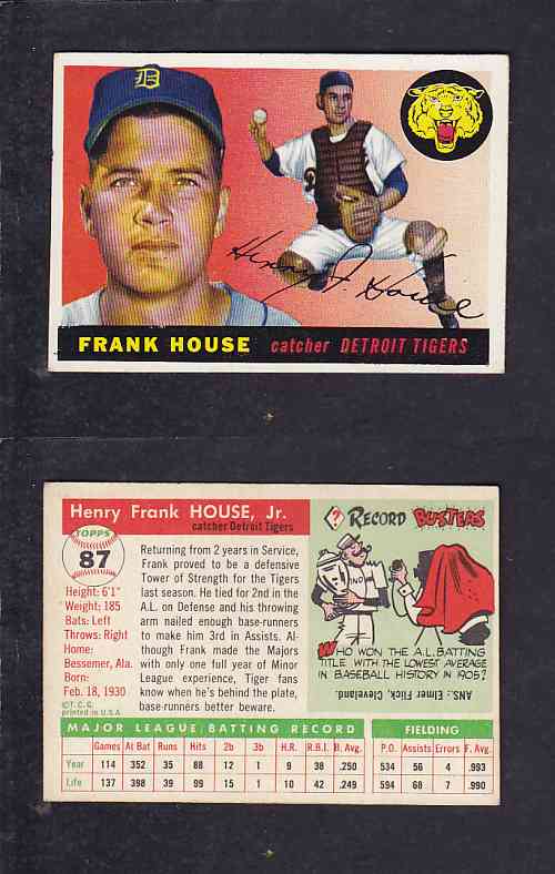 1955 TOPPS BASEBALL CARD #87 H. HOUSE photo 1955 TOPPS BASEBALL CARD #87 H. HOUSE photo