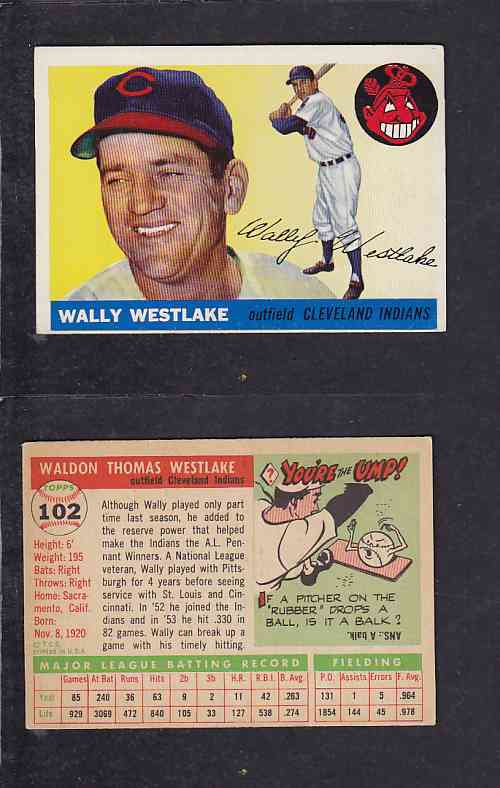 1955 TOPPS BASEBALL CARD #102 W. WESTLAKE photo 1955 TOPPS BASEBALL CARD #102 W. WESTLAKE photo