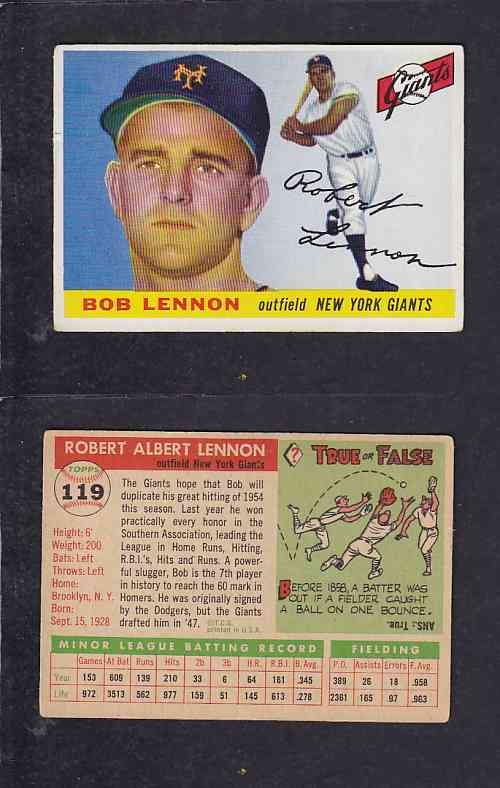 1955 TOPPS BASEBALL CARD #119 R. LENNON photo 1955 TOPPS BASEBALL CARD #119 R. LENNON photo