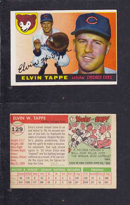 1955 TOPPS BASEBALL CARD #129 E. TAPPE photo 1955 TOPPS BASEBALL CARD #129 E. TAPPE photo