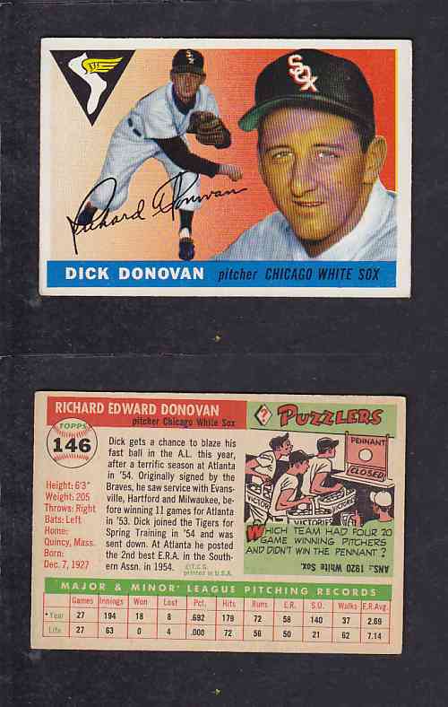 1955 TOPPS BASEBALL CARD #146 R. DONOVAN photo 1955 TOPPS BASEBALL CARD #146 R. DONOVAN photo