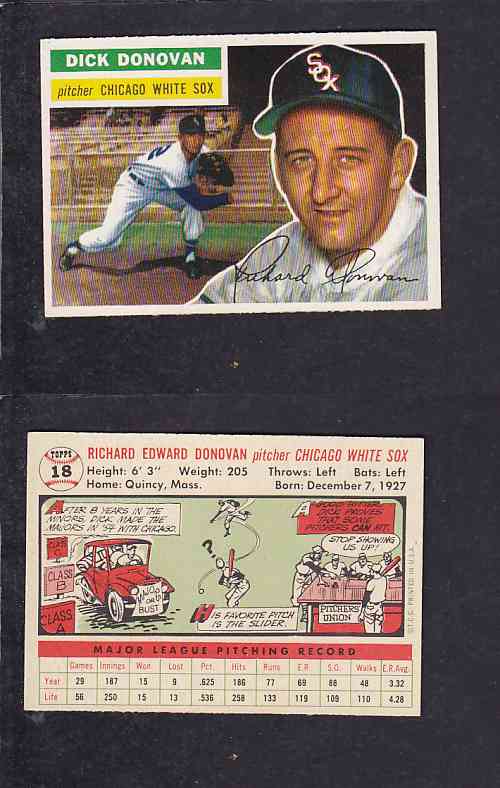 1956 TOPPS BASEBALL CARD #18 R. DONOVAN photo 1956 TOPPS BASEBALL CARD #18 R. DONOVAN photo