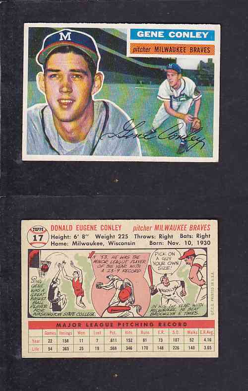 1956 TOPPS BASEBALL CARD #17 D. CONLEY photo