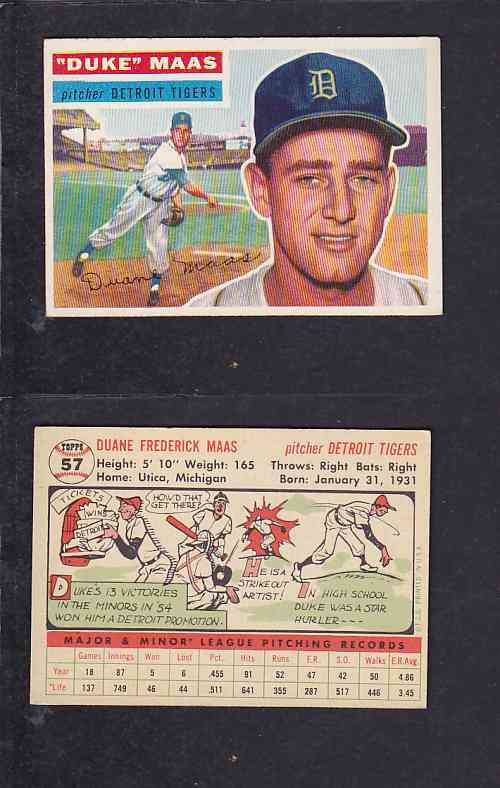 1956 TOPPS BASEBALL CARD #57 D. MAAS photo 1956 TOPPS BASEBALL CARD #57 D. MAAS photo