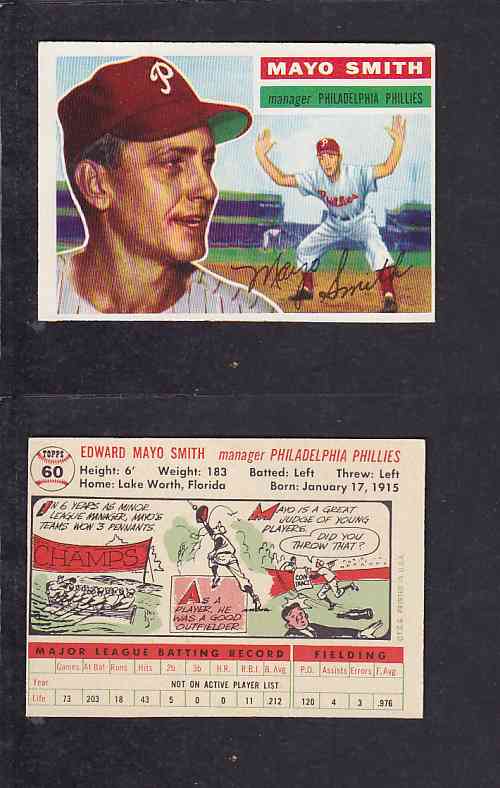 1956 TOPPS BASEBALL CARD #60 E. SMITH photo 1956 TOPPS BASEBALL CARD #60 E. SMITH photo